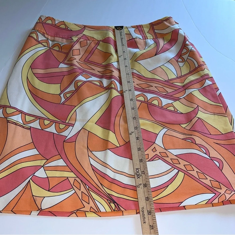 Talbots‎ Size 8 Retro Geometric Pattern Orange, Yellow and White Skirt